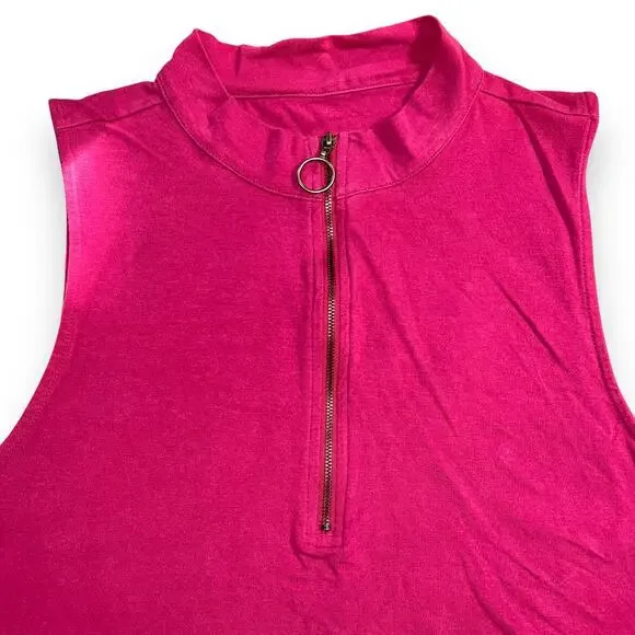 Torrid Womens Tank Top Quarter Zip High Collar Sleeveless Pullover Pink Size 3 - Picture 2 of 5